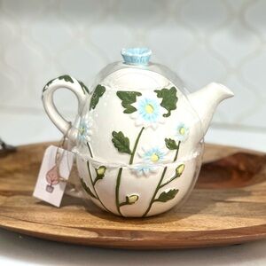 Tea for One with Blue Flowers